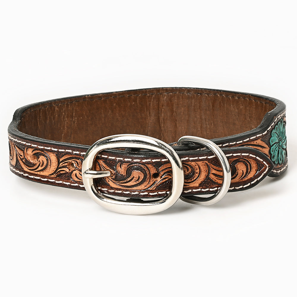 BER175-Western leather Dog Collar