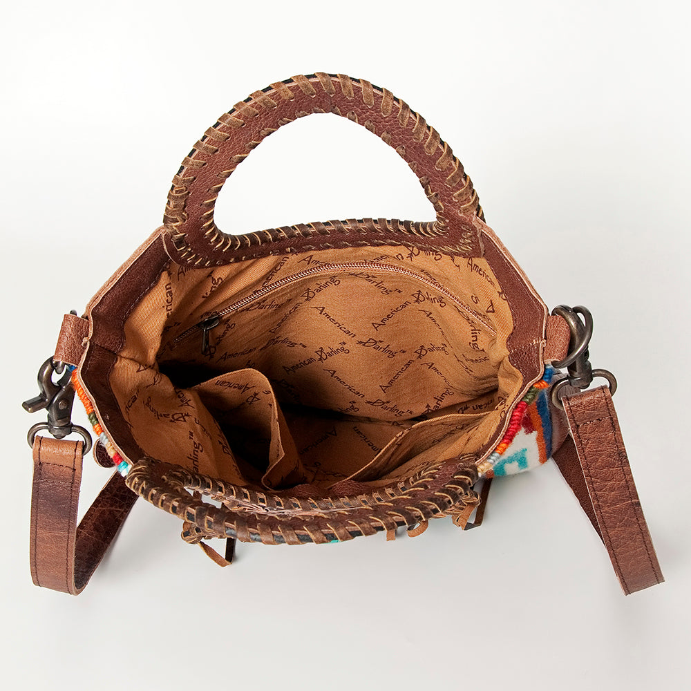 LC-ADBG827 Belle Western Clutch Bag with Tooled Leather, Saddle Blanket & Turquoise Concho