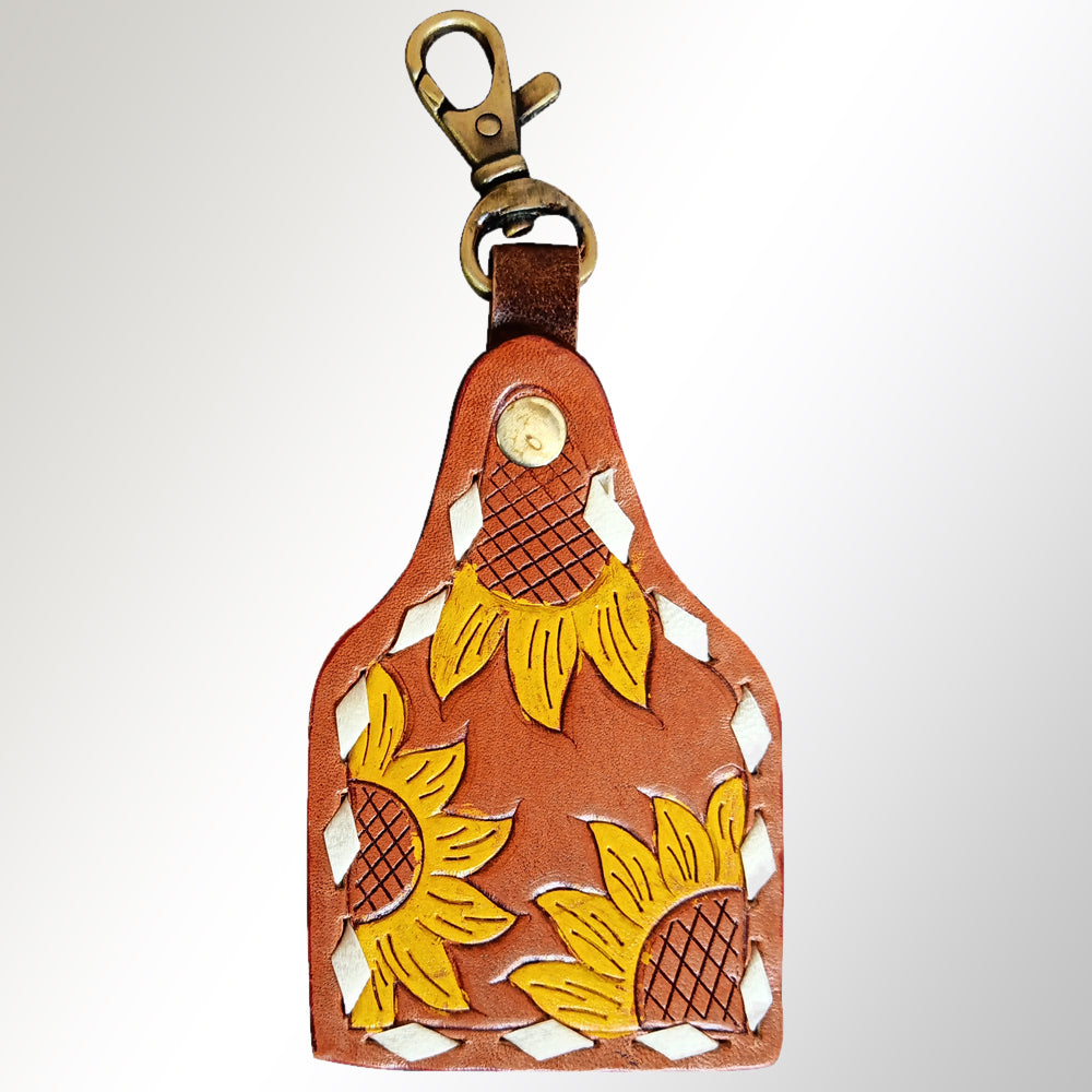 LC-ADKRX128 Hand Tooled Carved Genuine Leather Keyring