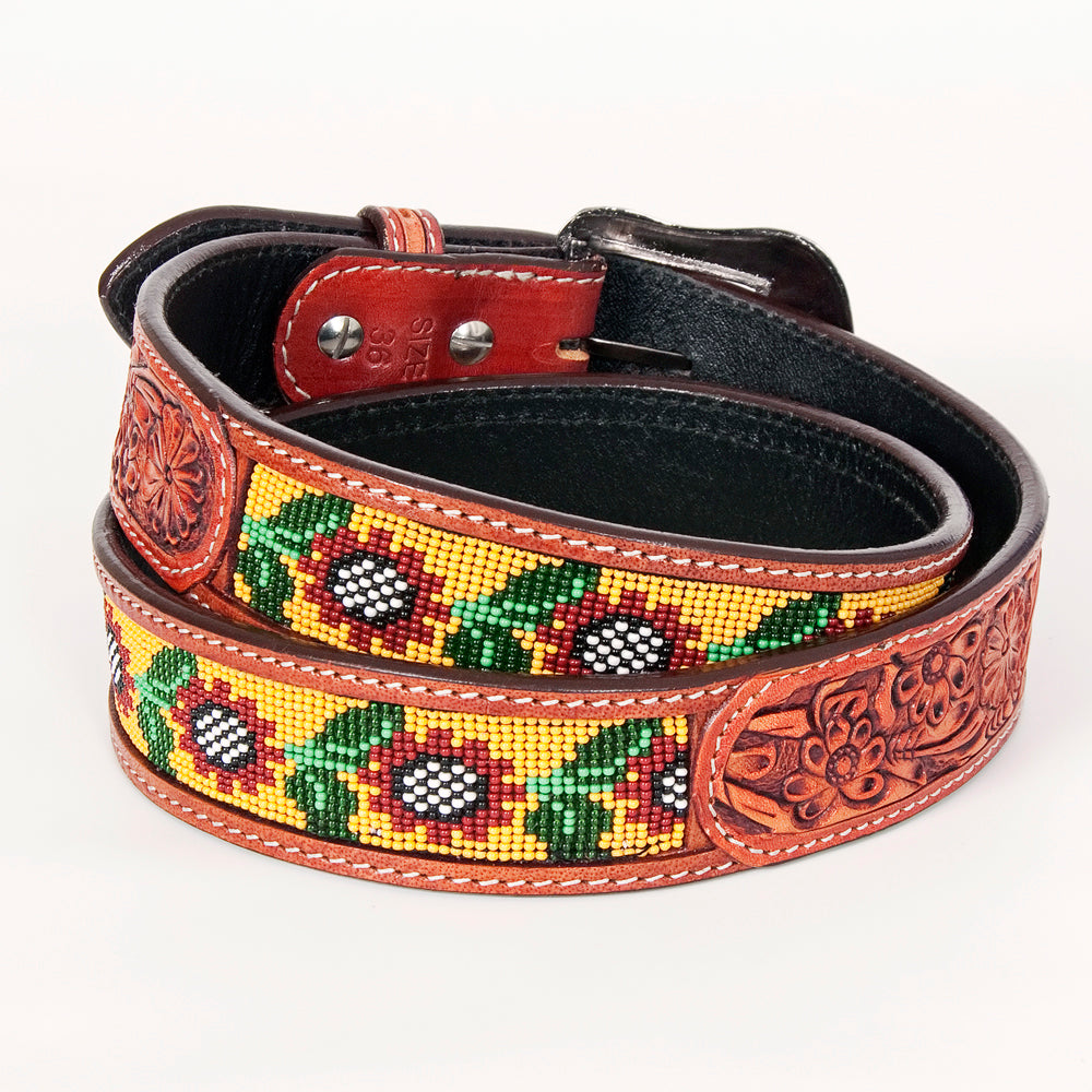 BEE110-Natural Western Leather Belt