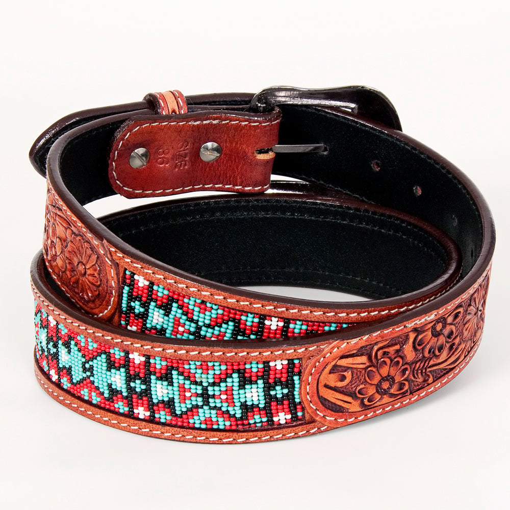 LC-BEE114-Natural Western leather Belt
