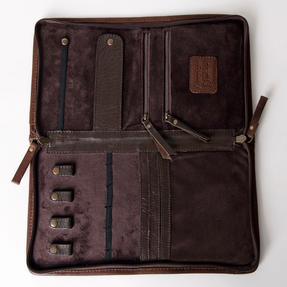 ADBGA246 American Darling Hair-On Cowhide Jewelry Case Hand Tooled Genuine Leather