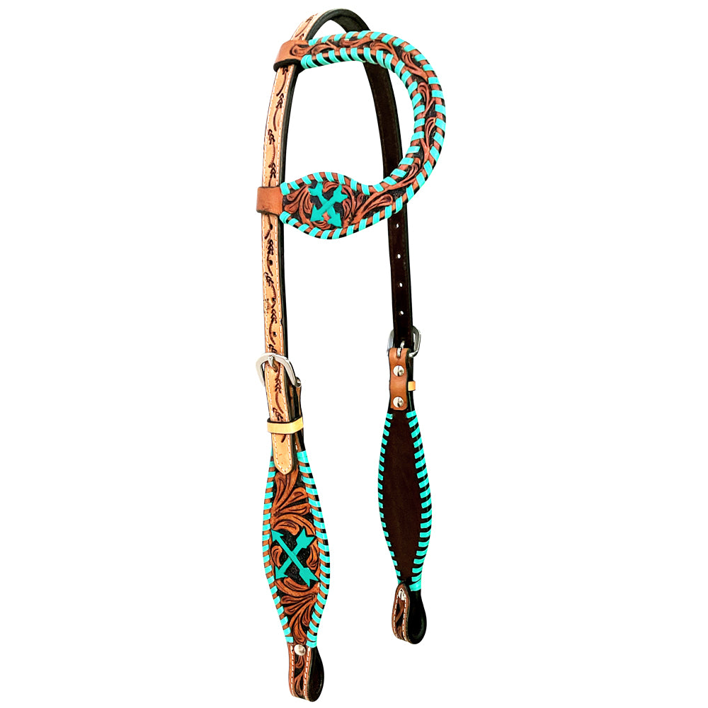 BER258-Western Leather One Ear Headstall