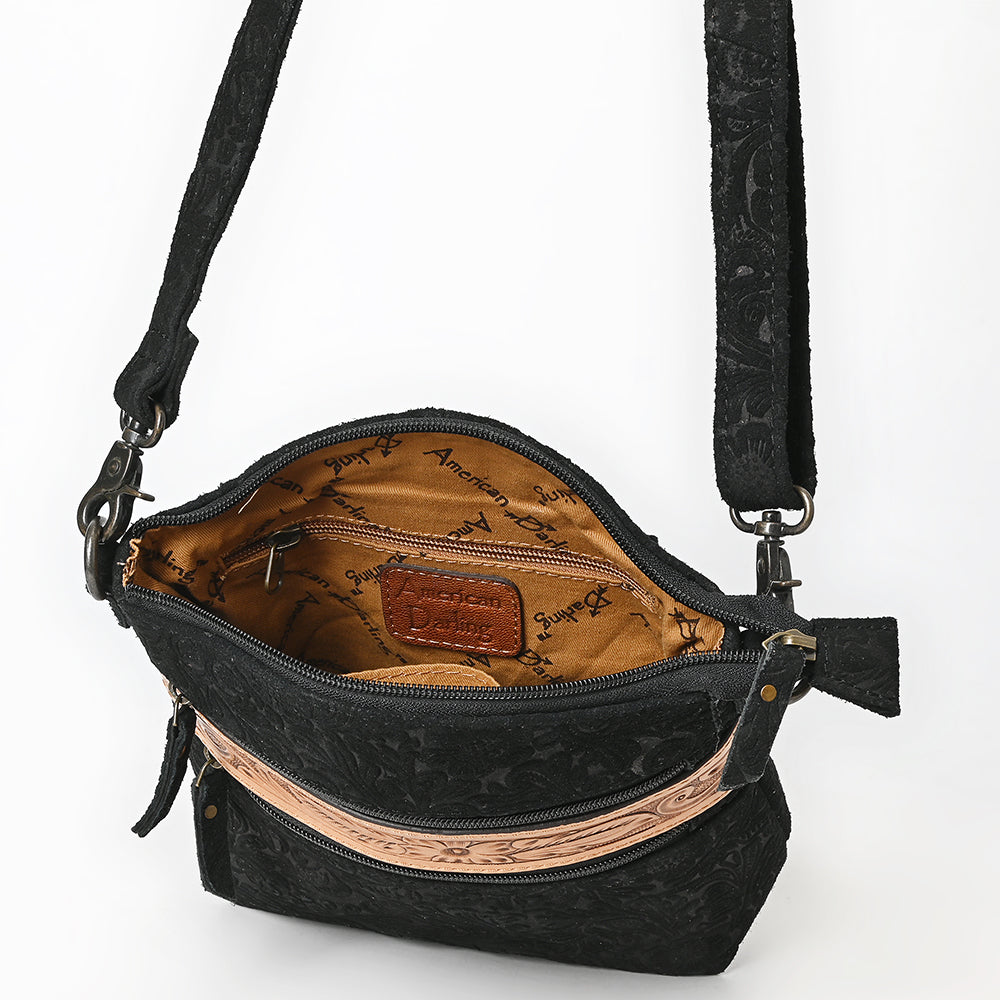 ADBG840 American Darling Western Cross body Bag - Hand Tooled Floral Carved Damascus Embossed Leather