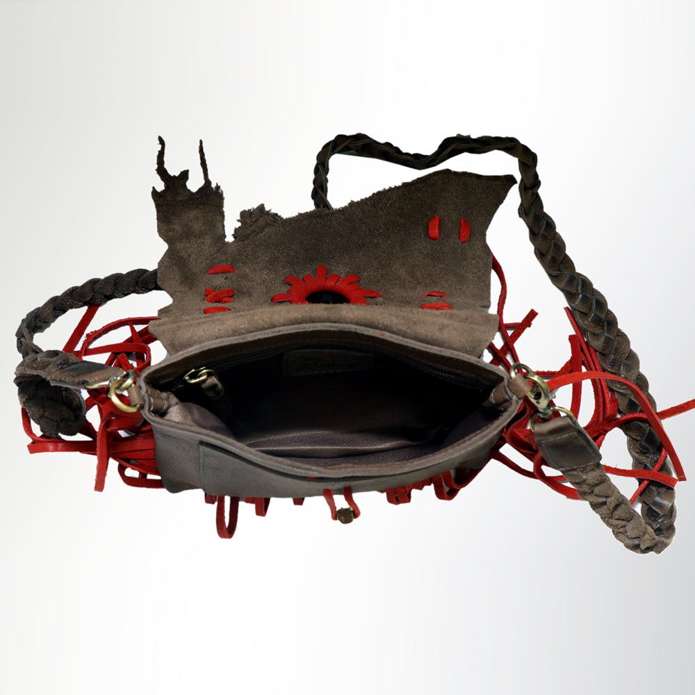 ADBGM256 Stunning Handcrafted Leather Fringe Crossbody with Braided Strap