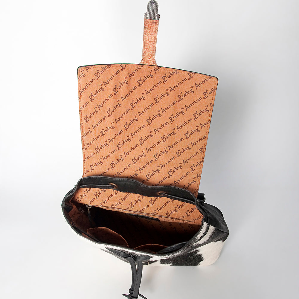 LC-ADBGZ101B Cowhide Backpack with Hand-Painted Sunflower Tooled Flap - Western Floral Bag