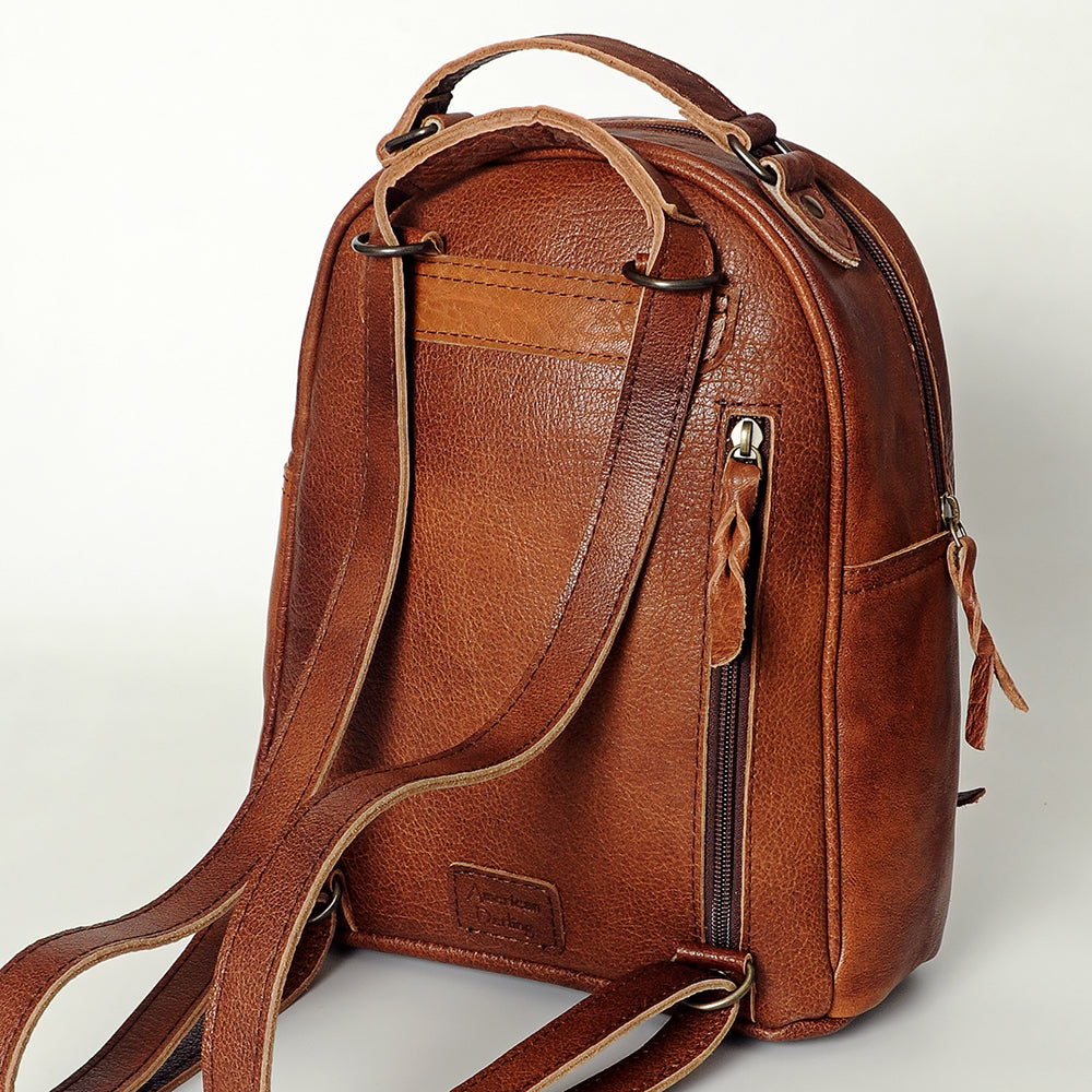ADBGS156 Southwestern Saddle Blanket Backpack with Tooled Leather Accents - Western Style