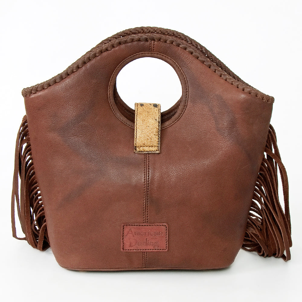 ADBGD158 American Darling Western Leather Clutch Bag - Hair-On Cowhide Fringed Purse with Turquoise