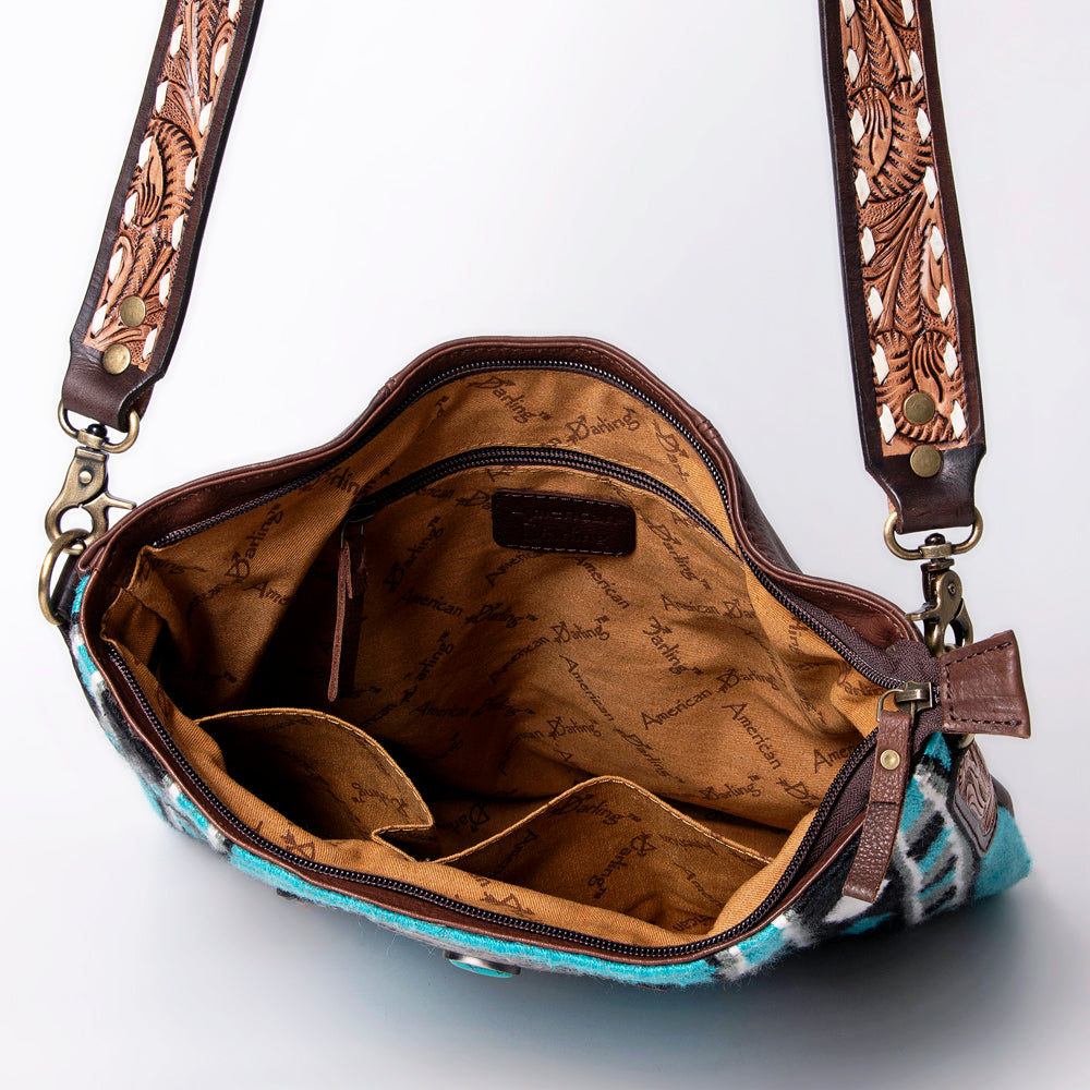LC-ADBGA267 American Darling Crossbody Bag Hand Tooled Leather & Saddle Blanket