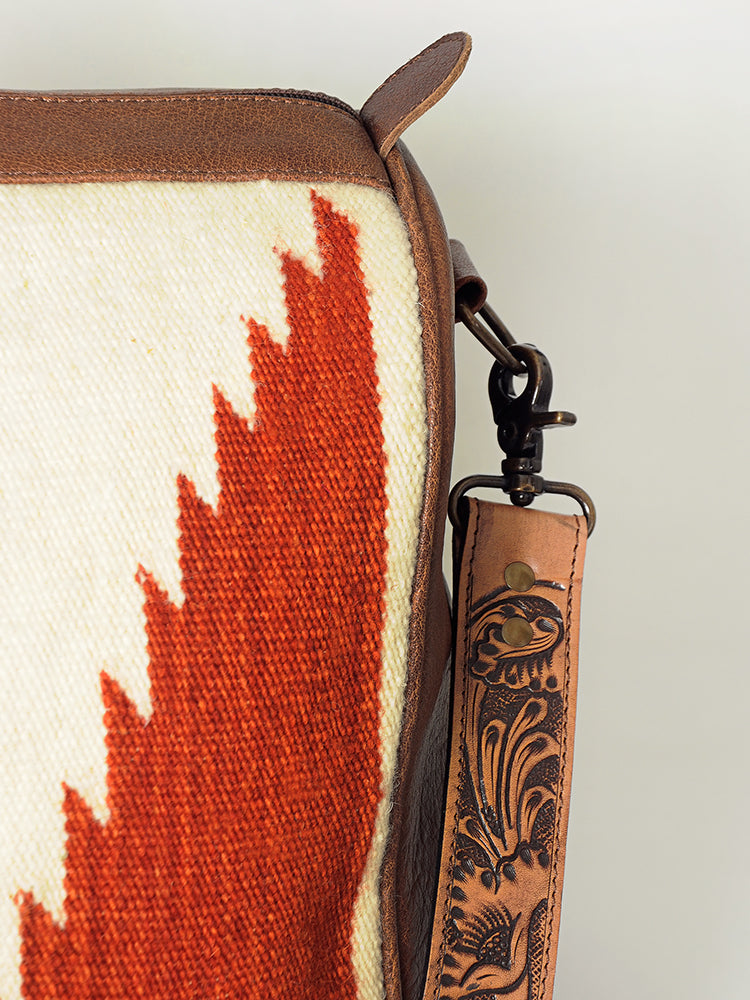 LC-ADBG870 Western Leather Duffel Bag with Tooled Straps & Wool Saddle Blanket American Darling Travel Bag