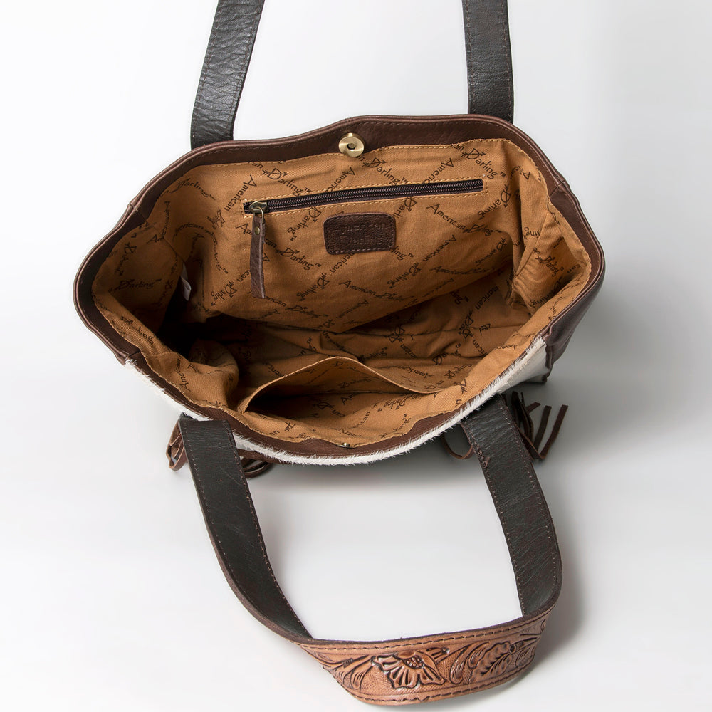 ADBGA284C American Darling Tote Bag Hair-On Cowhide Genuine Leather Hand Tooled Embroidery