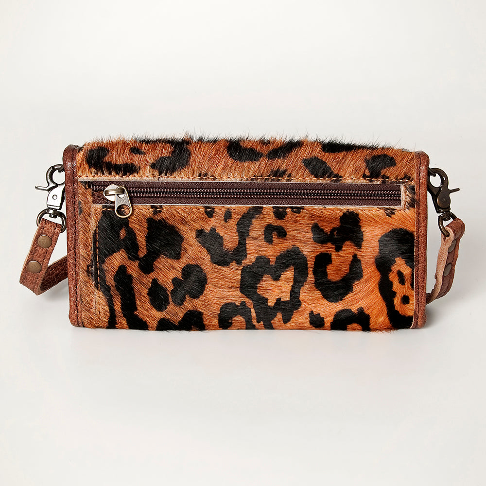ADBG486 Handcrafted Genuine Leather and Hair on Hide Crossbody with Stitching