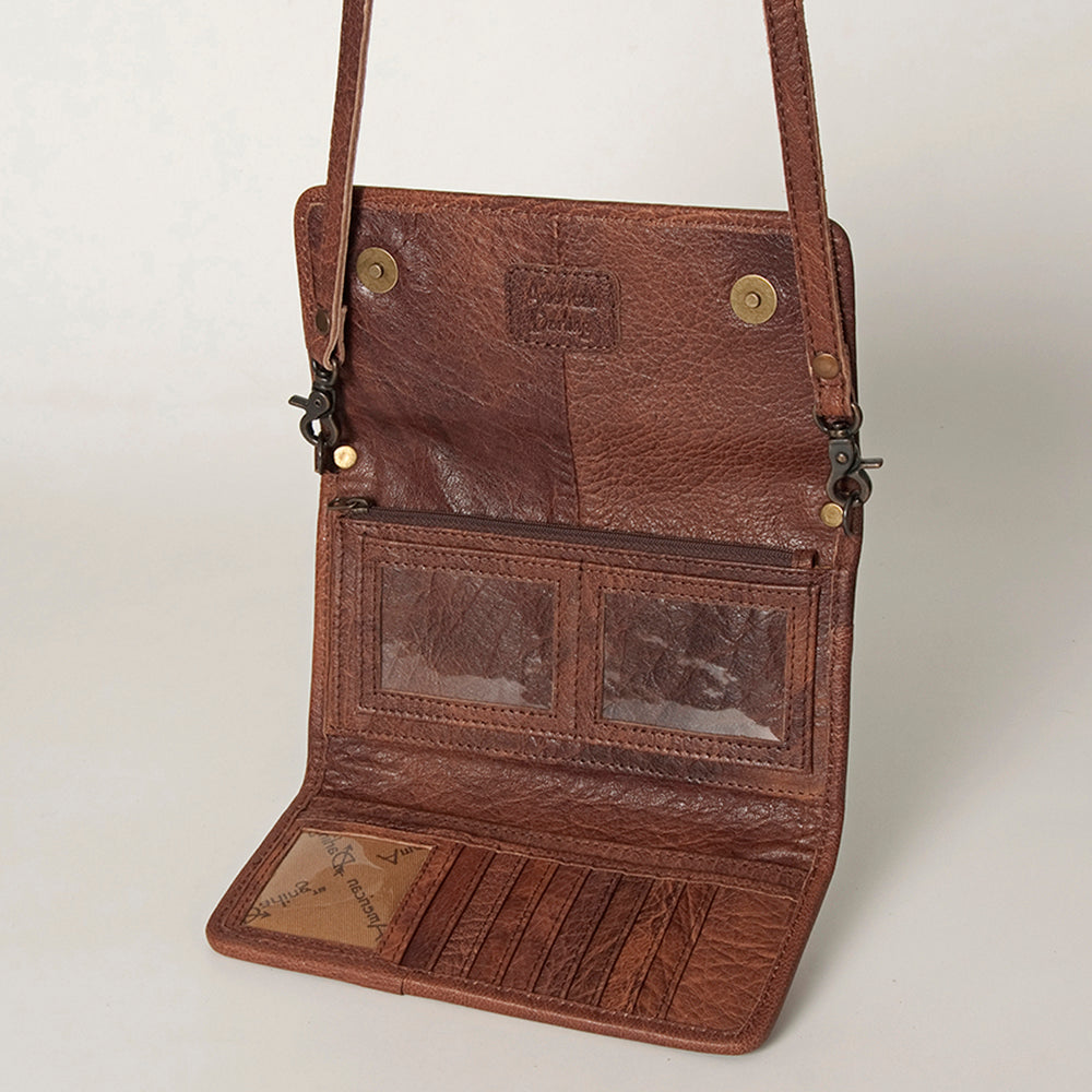 ADBG486 American Darling Hand Tooled Floral Leather Western Crossbody Bag
