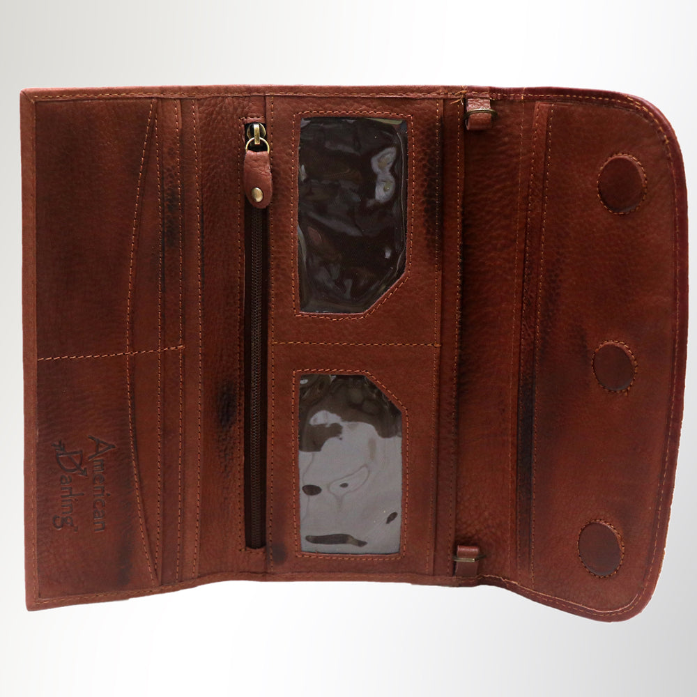 ADBGM112 Hand-Painted Leather Crossbody Clutch - Western Design