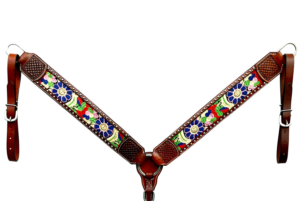 BER338-Western Leather Breast Collar