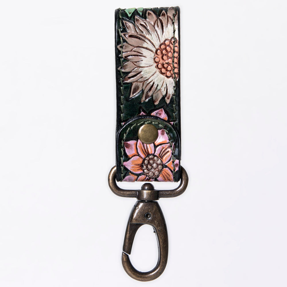 LC-ADKR210H Hand Tooled Carved Genuine Leather Keyring