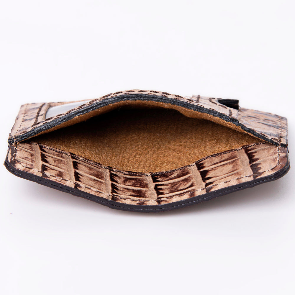 ADBG976 Crocodile Embossed Leather Card Holder Western Minimalist by American Darling