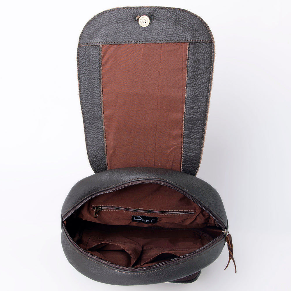 SKBG158 BACKPACK Harness Skirting Leather with Hand Carving Ladies Bag H15XW11XD3.5 SKBG158