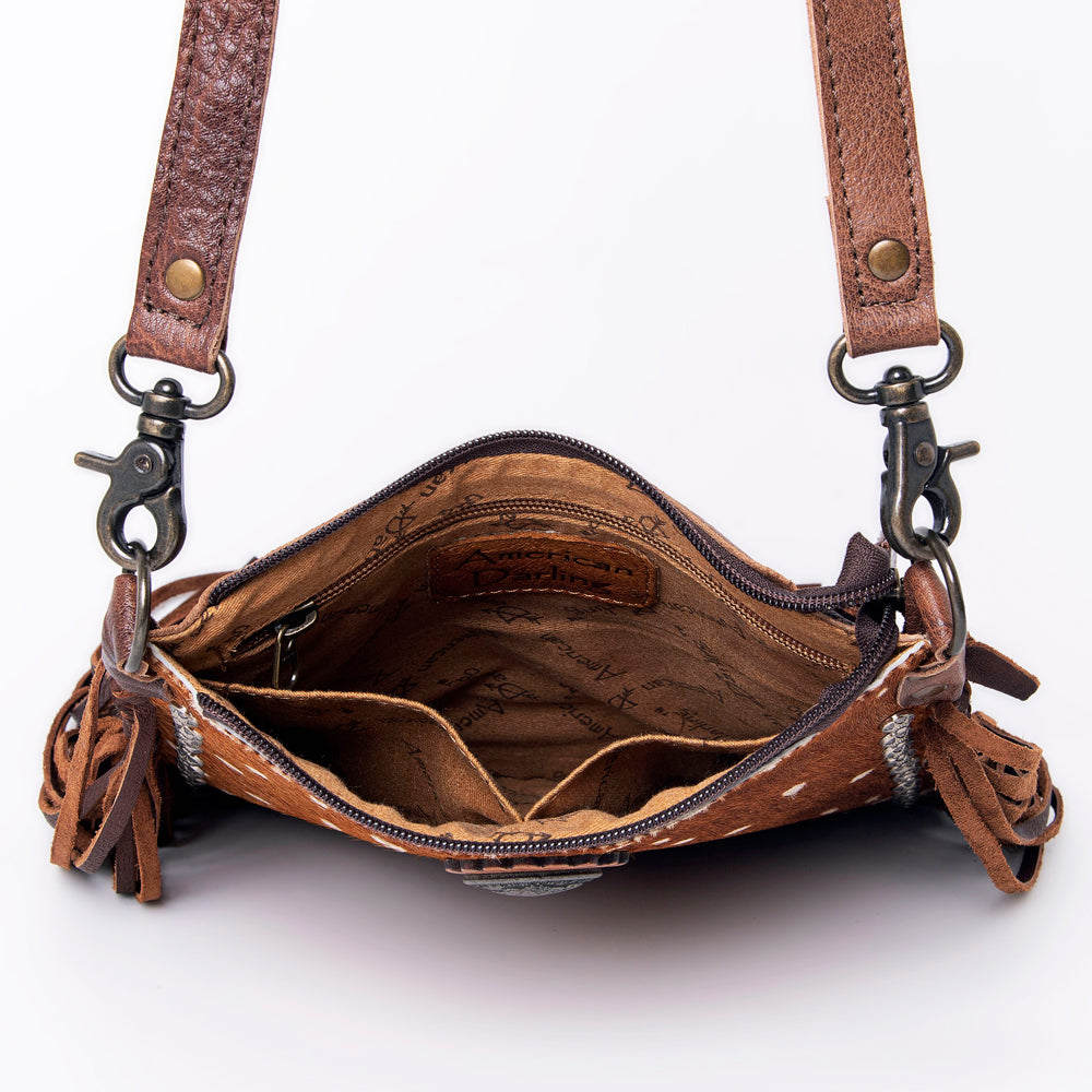 ADBG981 Hair-On Cowhide Leather Crossbody Fringe Bag Western Handcrafted by American Darling