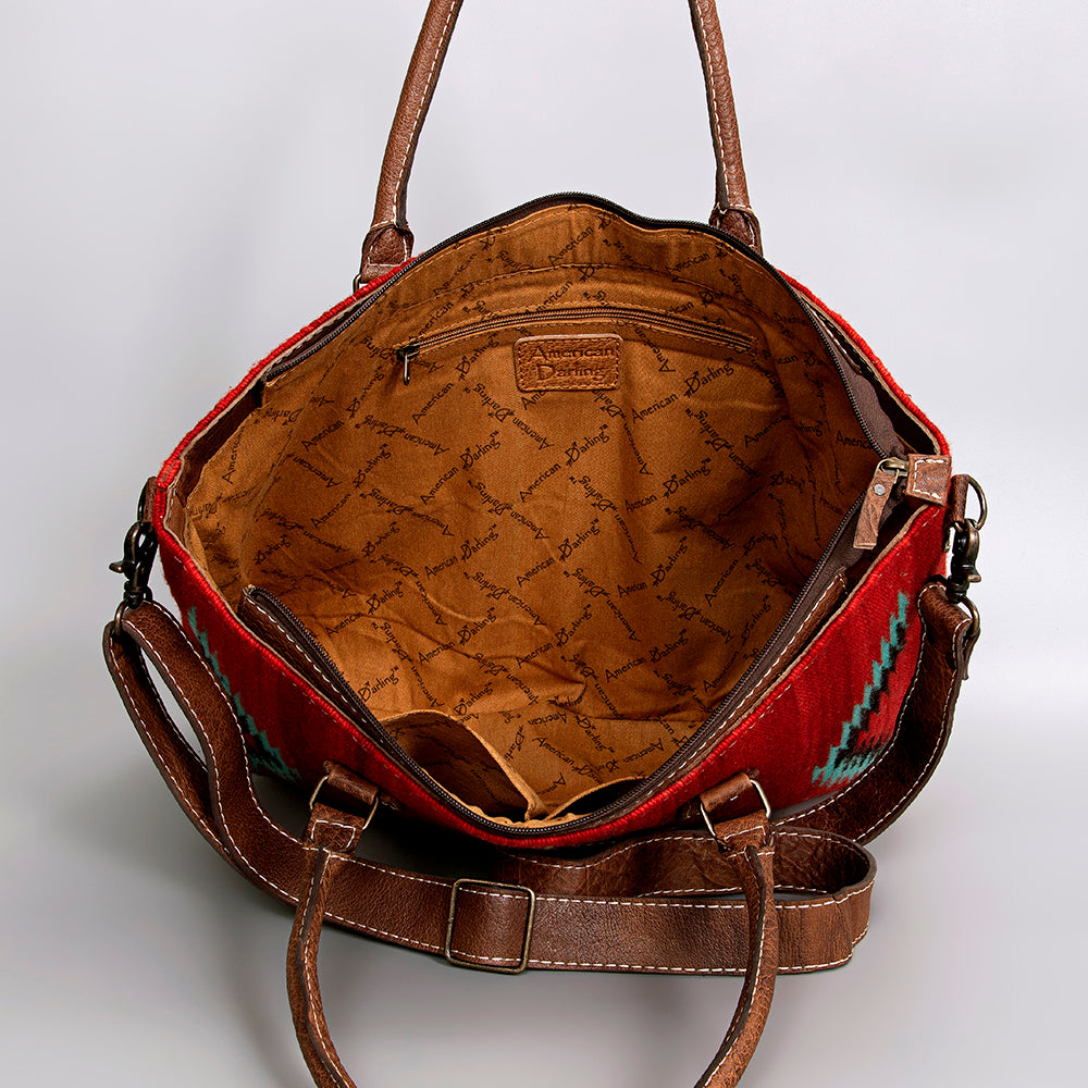 ADBG1002 American Darling Handwoven Saddle Blanket Western Tote Bag Leather Strap