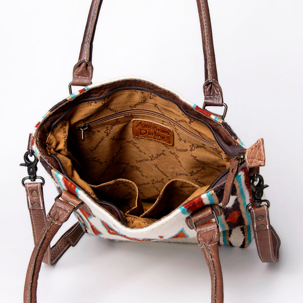 ADBG1003 American Darling Handwoven Saddle Blanket Western Tote Bag Genuine Leather Straps