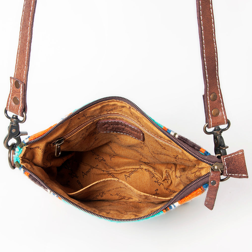 ADBG1006 American Darling Handwoven Saddle Blanket Large Crossbody Bag Genuine Leather