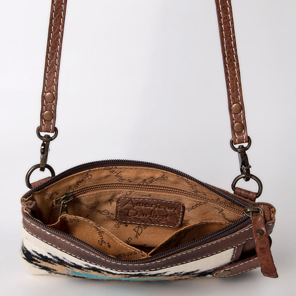 ADBG1014 American Darling Handwoven Saddle Blanket Leather Small Crossbody HandBag Western Style