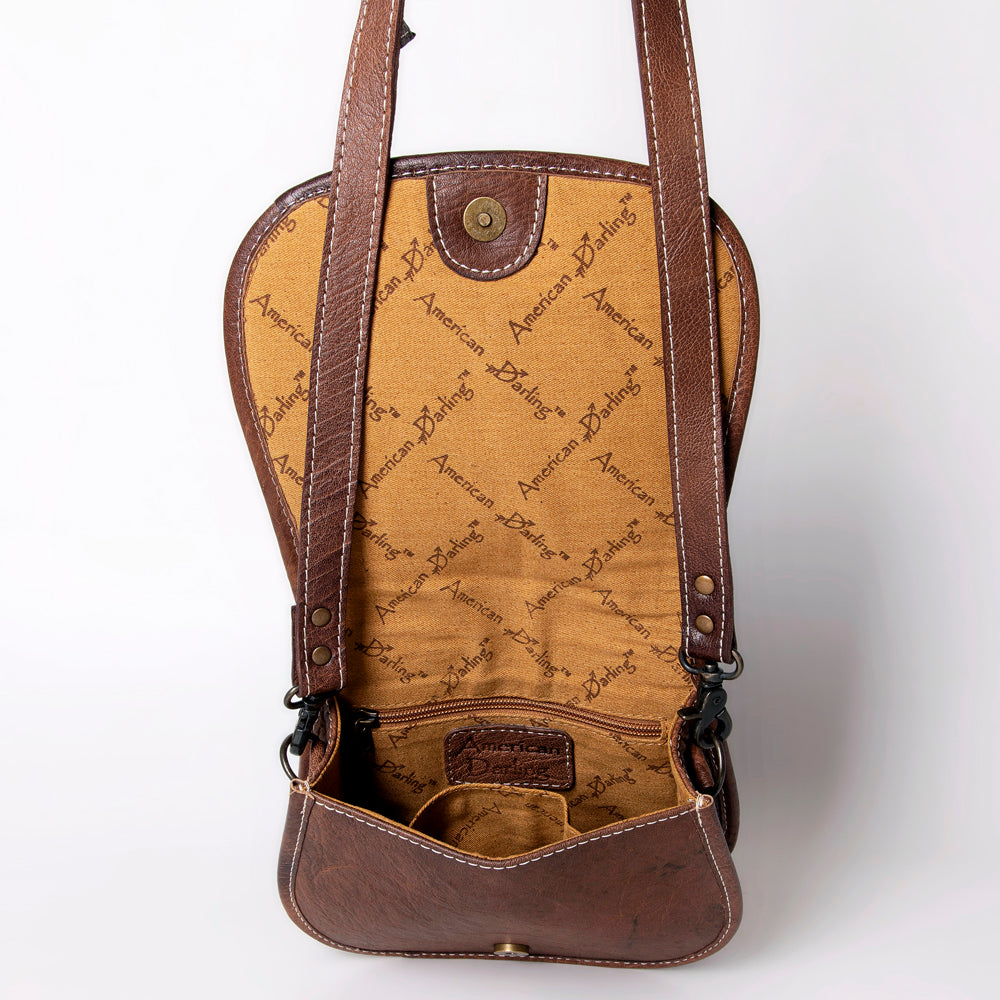 ADBG1015 American Darling Handwoven Saddle Blanket Leather Crossbody Bag - Western Flap Purse