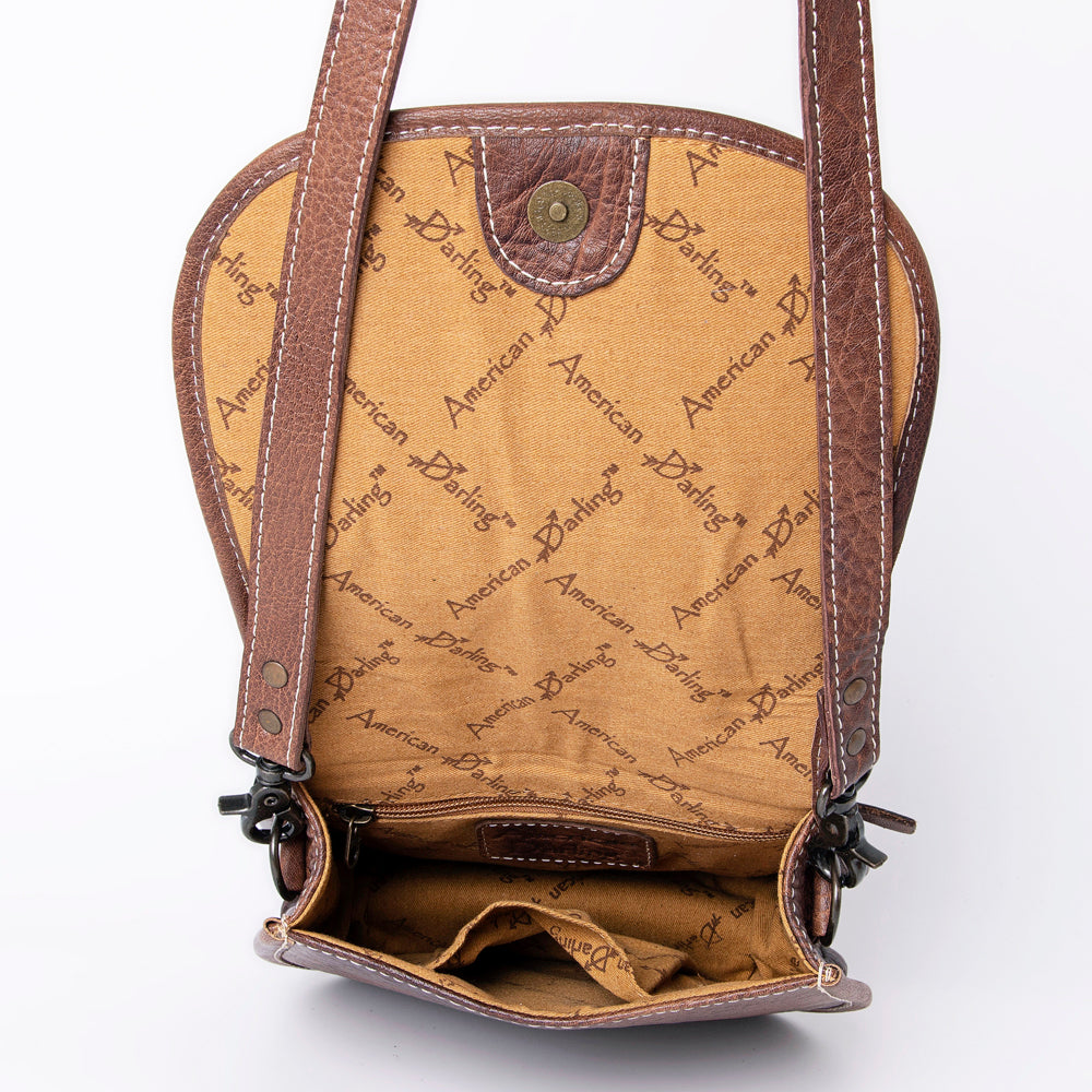 ADBG1015 American Darling Handwoven Saddle Blanket Leather Crossbody Bag Western Flap Purse