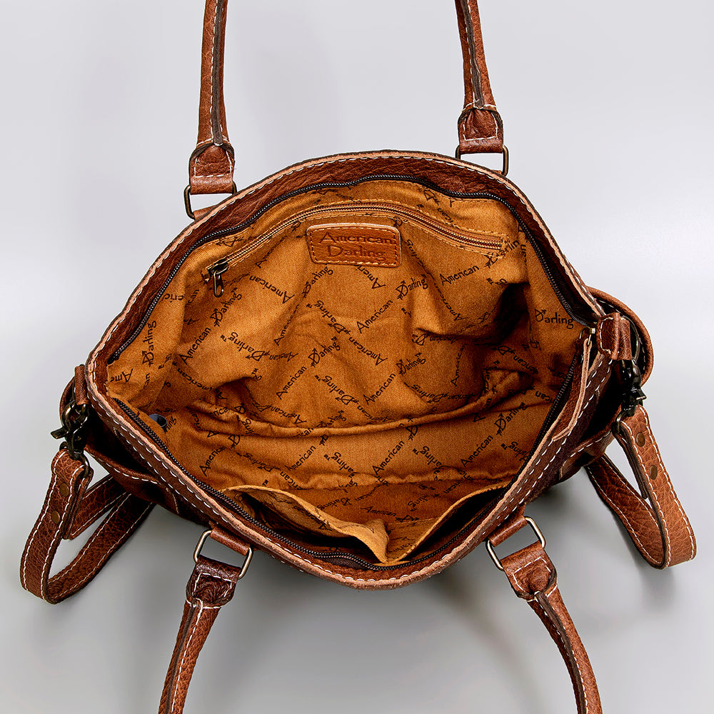 ADBG1017 American Darling Handwoven Saddle Blanket Leather Tote Bag - Western Cowgirl Handbag