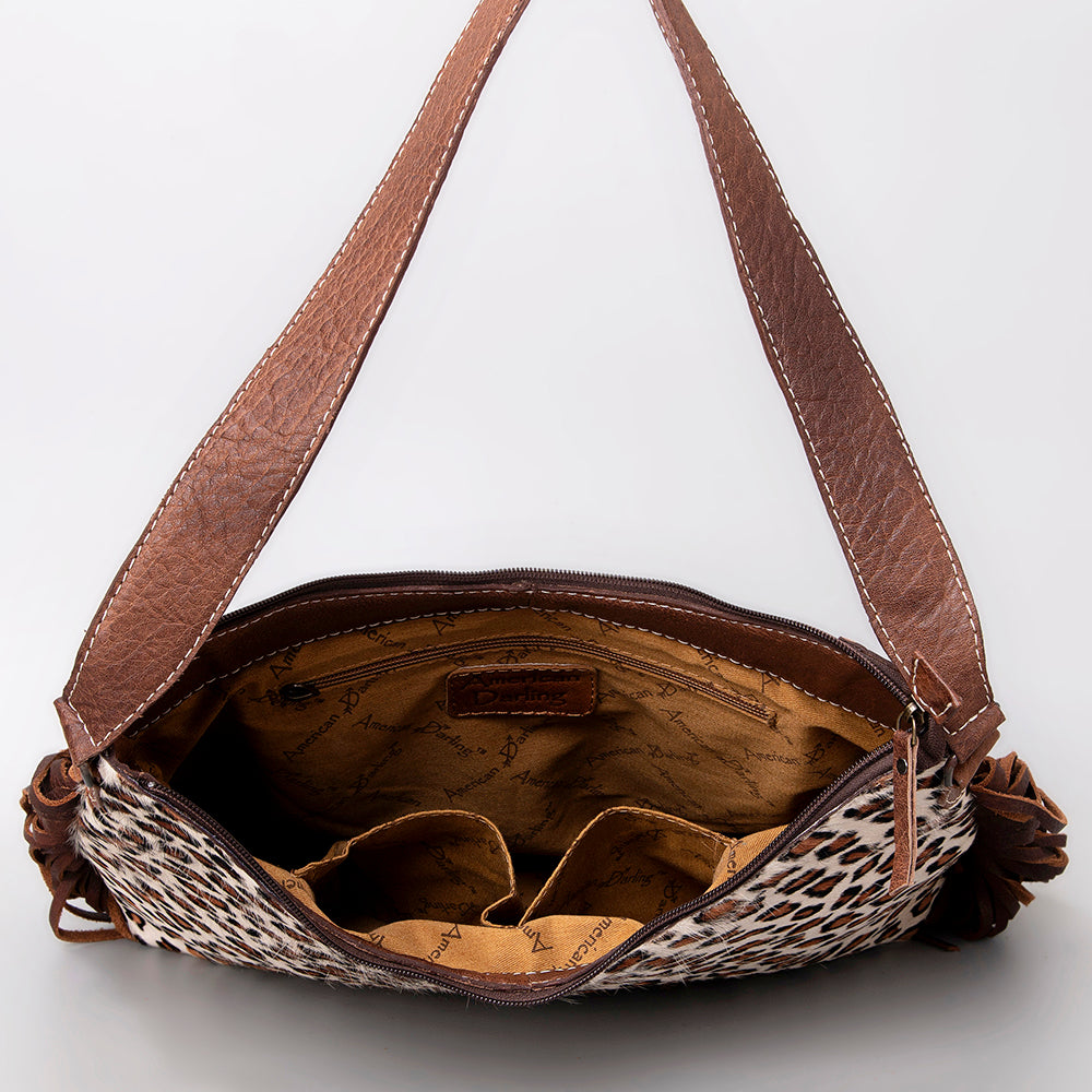 ADBG1020 American Darling Hair-On Leather Hobo Bag with Fringes - Western Handcrafted Purse