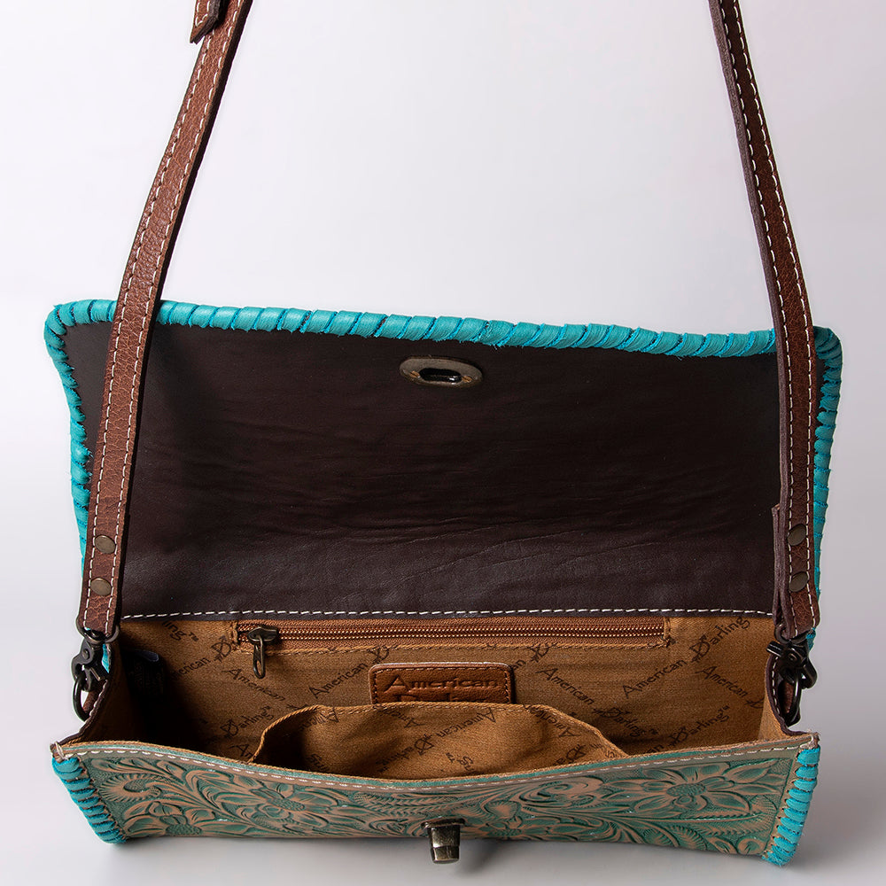ADBG1024 American Darling Hand-Tooled Floral Leather Western Crossbody Bag