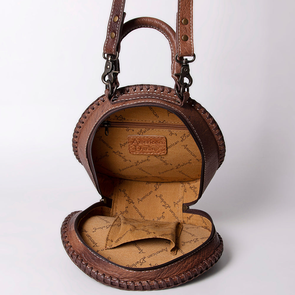 ADBG1025 American Darling Hand-Tooled Floral Leather Canteen Bag - Western Genuine Leather
