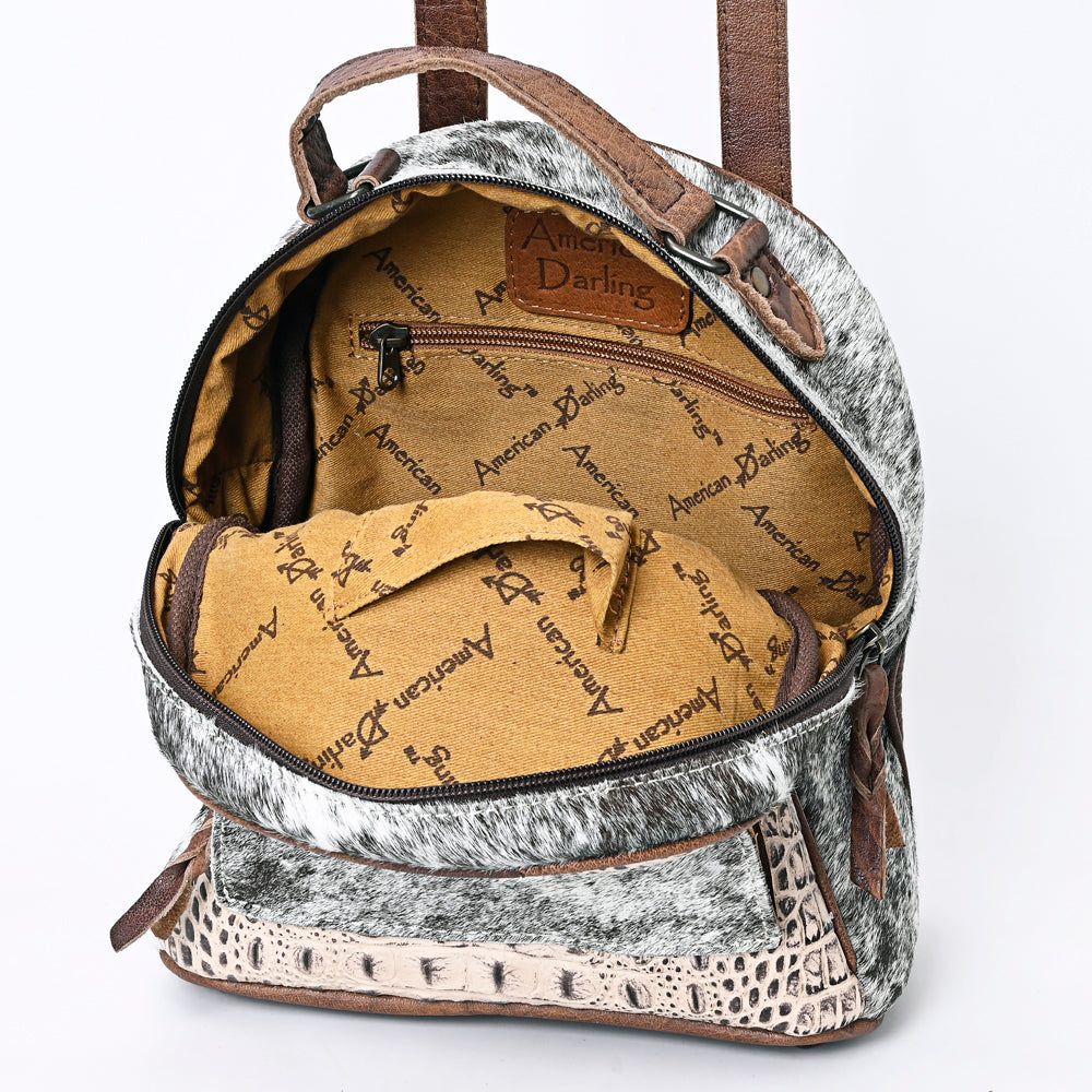 ADBGS156 Turquoise Embossed Croc Cowhide Leather Backpack - Western Cowgirl Style