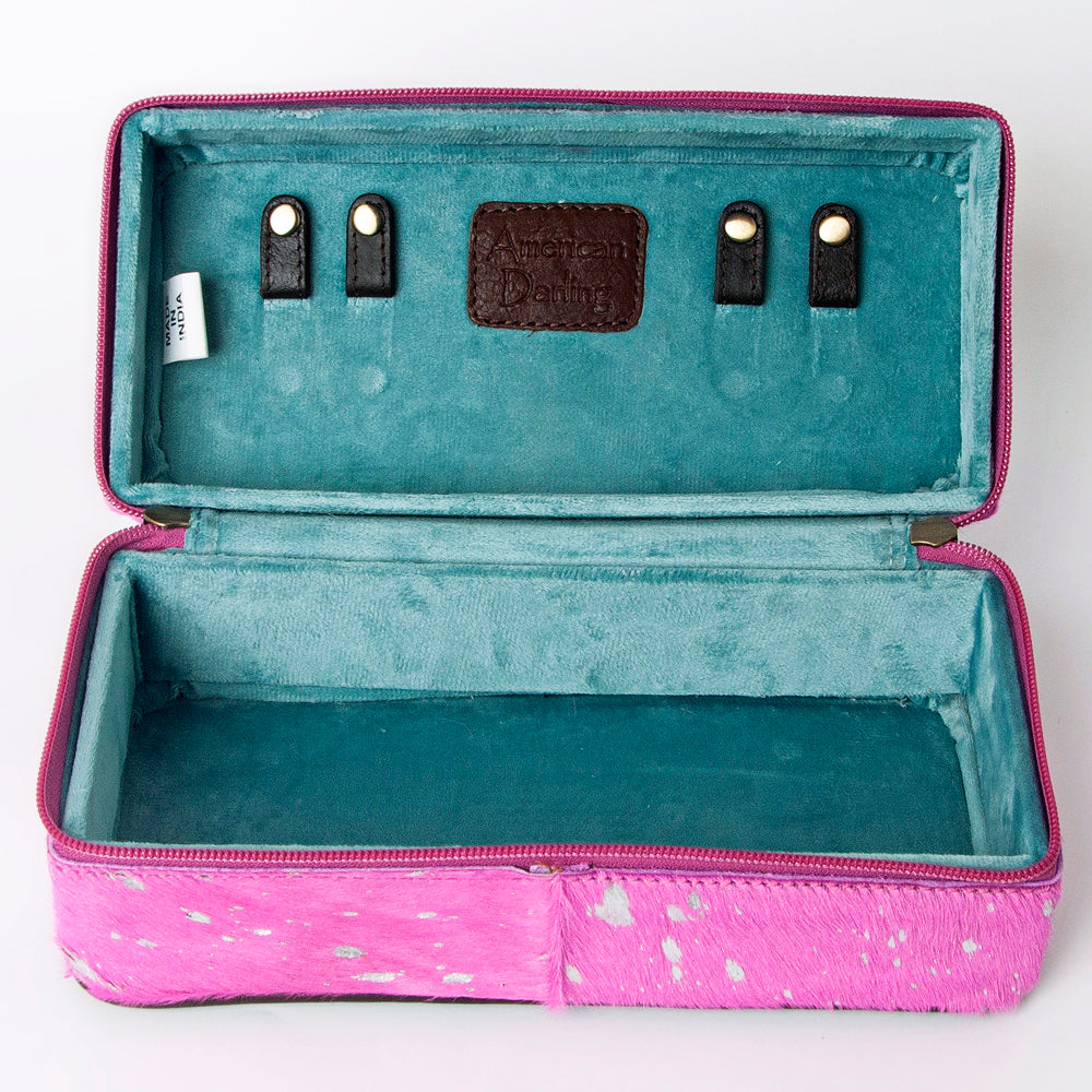 LC-ADBGA318 Unique Cowhide Leather Jewelry Travel Case with Splatter Print