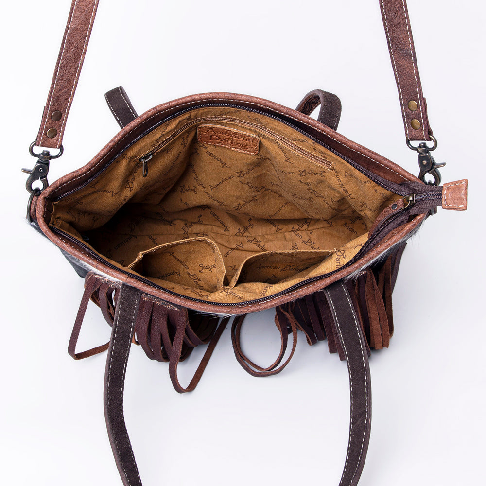 ADBG1045 American Darling Hair-on Cowhide Leather Tote Bag Fringes Western Style Genuine Leather Handbag