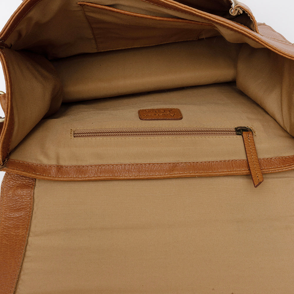 LC-ADBGI223A Tooled Leather & Hair-On Satchel Bag - Western Crossbody with Flap Closure