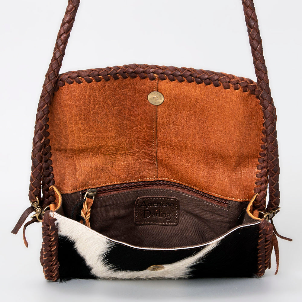 ADBGM267 Cowhide Mini Wallet - Braided Leather & Turquoise Concho