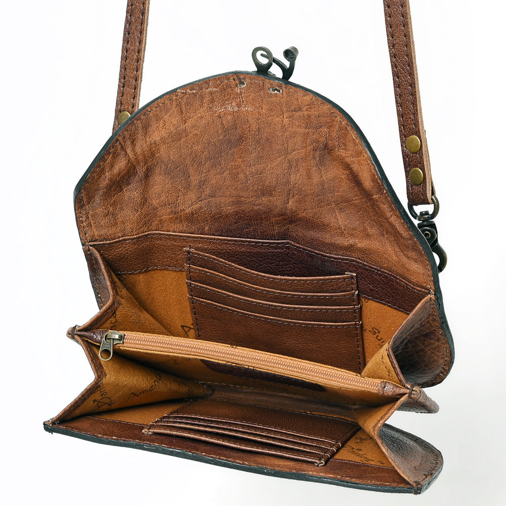 ADBG829 American Darling Western Small Cross body Bag Hand Tooled with Hand-Woven Saddle Blanket