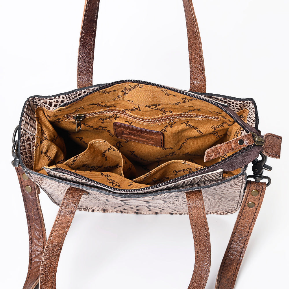 ADBG959 Crocodile Embossed Genuine Leather Western Tote Compact Handbag by American Darling