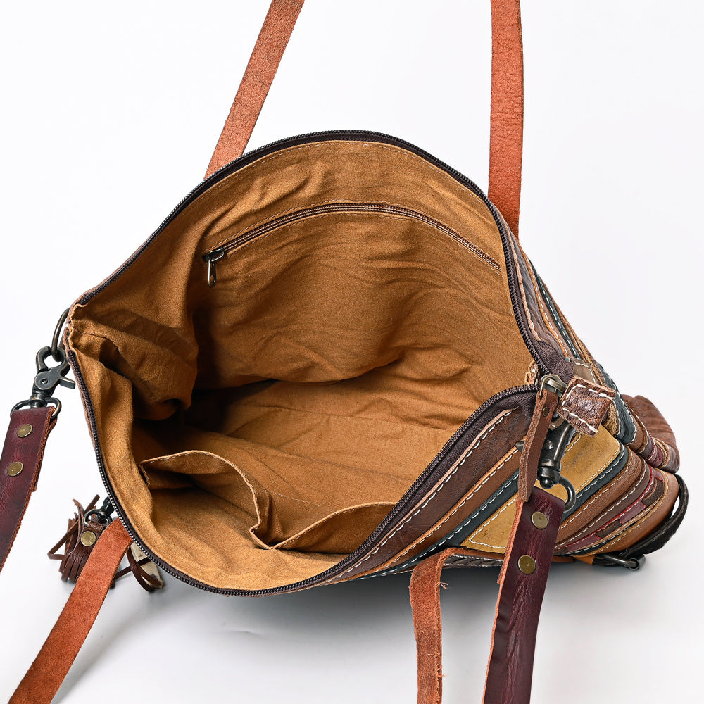 ADBG1052 American Darling Handcrafted Leather Tote Bag Leather Stripes Western Handbag