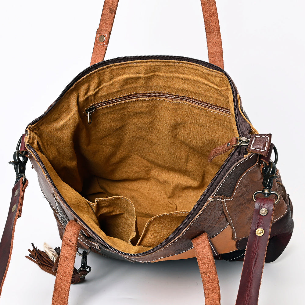 ADBG1053 American Darling Handcrafted Leather Tote Bag Colorful Leather Stripes Western Handbag