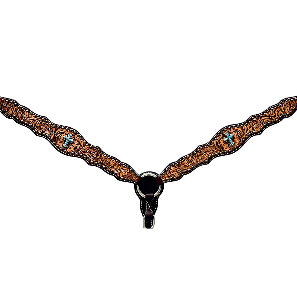 BER375-Western Leather Breast Collar