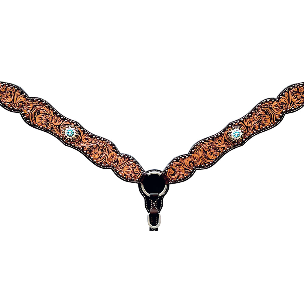 BER377-Western Leather Breast Collar