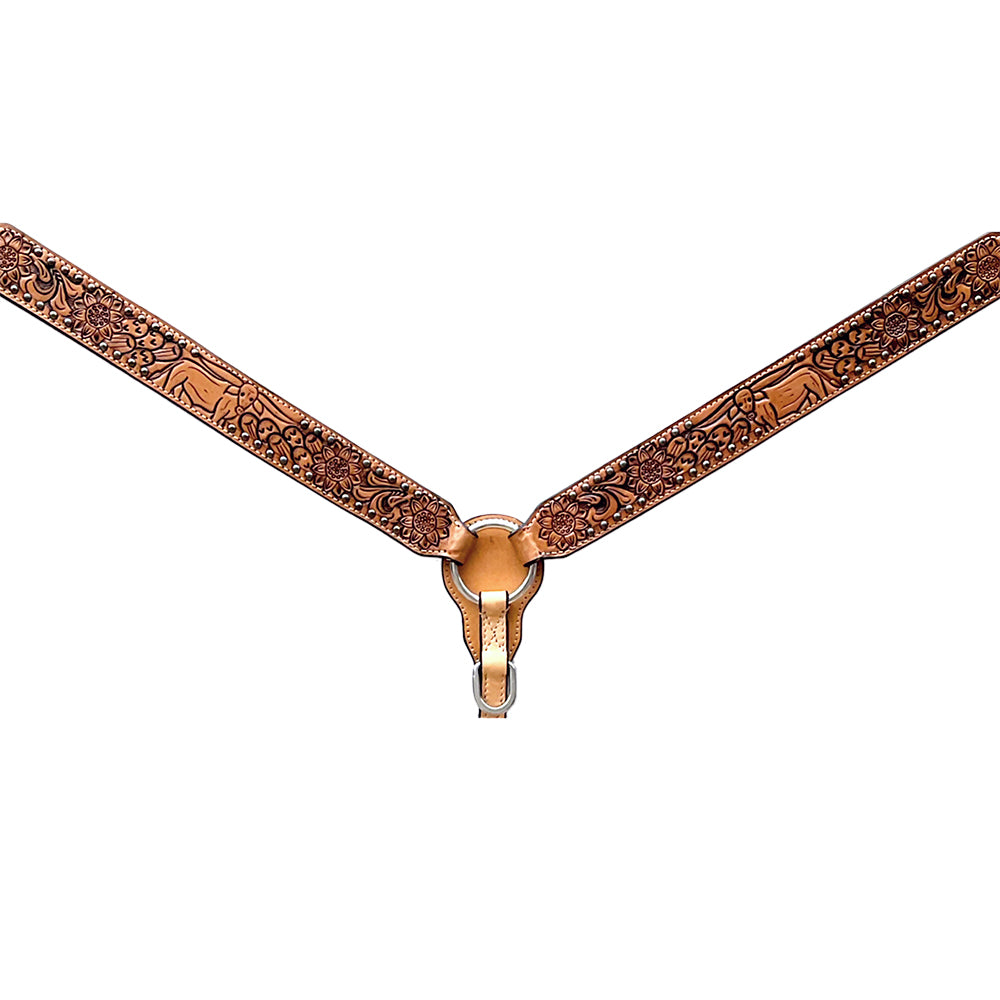 BER385-Western Leather Breast Collar