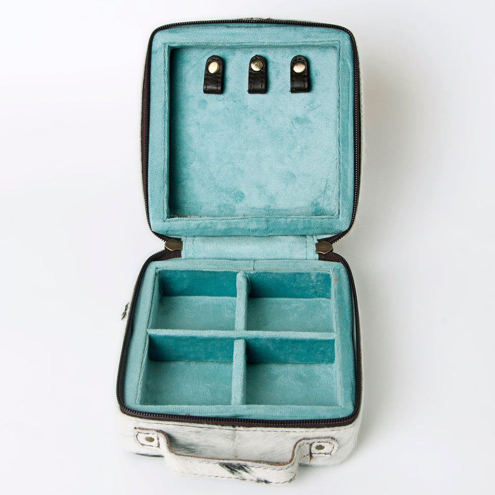 LC-ADBGA311 American Darling Jewelry Case Floral Hand Tooled Leather with Hair-On Hide