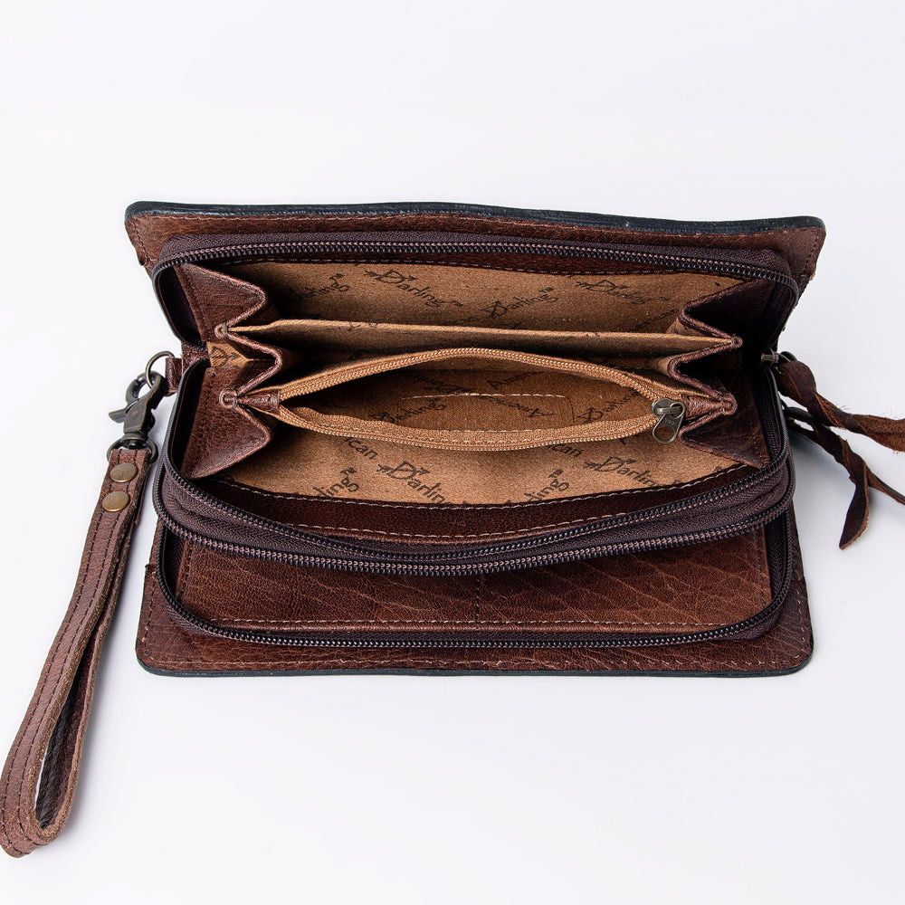 ADBG485 Floral Hand Tooled Leather Organizer Bag Belle Western Crossbody by American Darling