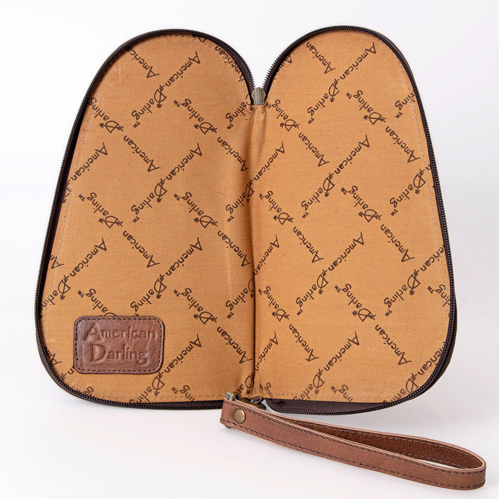 LC-ADGC101 Hand-Tooled Leather Gun Case / Pistol Pouch with Wristlet - American Darling