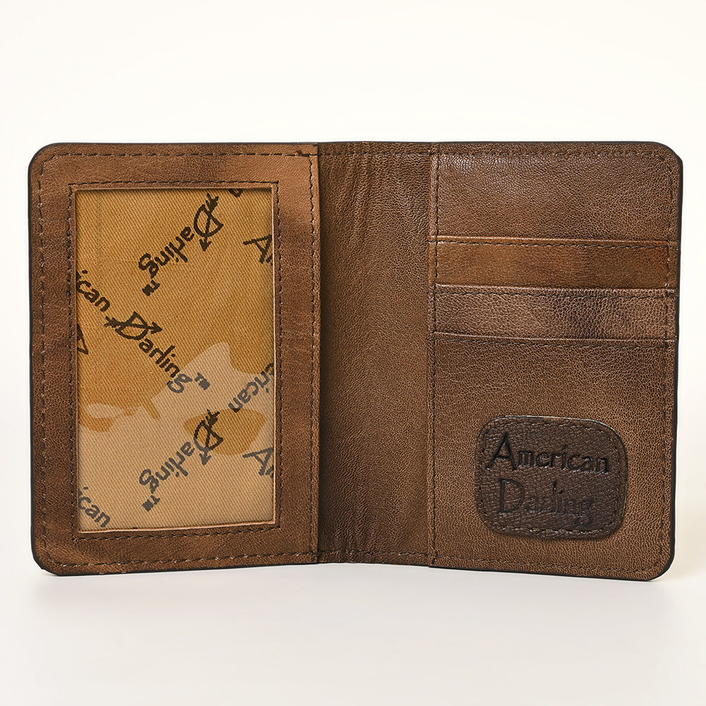 ADBG1092 American Darling Hand-Tooled Western Leather Wallet with Floral Carving