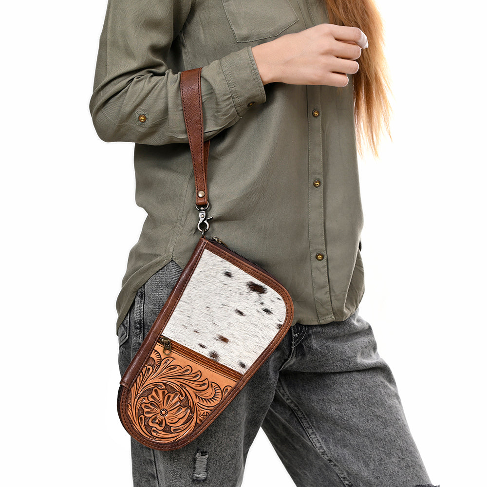 LC-ADGC103 Hair-On Cowhide & Tooled Leather Pistol Case - American Darling